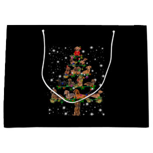 Grand Sac Cadeau Arbre De Noël De Dachshund Couvert De Lampe De Feu