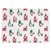 Grand Sac Cadeau Arbre de Noël des mignons Gnomes sur voiture rouge (Dos)