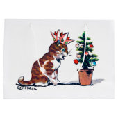 Grand Sac Cadeau Arbre de Noël et chaton, Louis Wain (Dos)