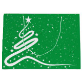 Grand Sac Cadeau Arbre de Noël et neige (Devant)