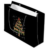 Grand Sac Cadeau Arbre de Noël Golden Retriever Couvert Par Flash (Devant Angle)