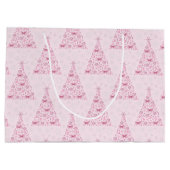 Grand Sac Cadeau Arbre de Noël rose (Dos)