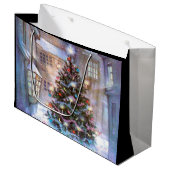 Grand Sac Cadeau Arbre de Noël Vintage (Devant Angle)