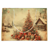 Grand Sac Cadeau Arbre de Noël Vintage (Devant)