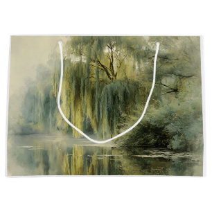 Grand Sac Cadeau Arbre de saule serein Réflexion Art de la nature (