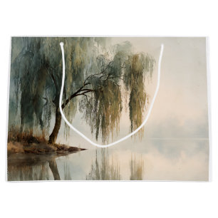 Grand Sac Cadeau Arbre de saule serein Réflexion Nature Art (13)