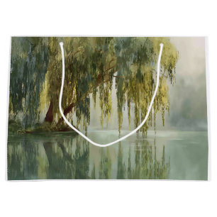 Grand Sac Cadeau Arbre de saule serein Réflexion Nature Art (8)