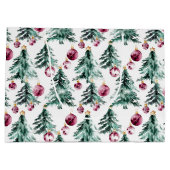 Grand Sac Cadeau Arbres de Noël Bourgogne verte (Dos)