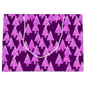 Grand Sac Cadeau Arbres de Noël Fleurs Modernes, Améthyste Violet (Devant)