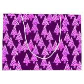 Grand Sac Cadeau Arbres de Noël Fleurs Modernes, Améthyste Violet (Dos)