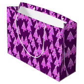 Grand Sac Cadeau Arbres de Noël Fleurs Modernes, Améthyste Violet (Dos Angle)