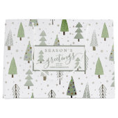 Grand Sac Cadeau Arbres de Noël modernes Sage JOYEUSES FÊTES (Devant)