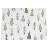 Grand Sac Cadeau Arbres de Noël modernes Sage Vert Motif Abstrait (Devant)