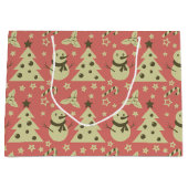 Grand Sac Cadeau Arbres de Noël rétro sucre de canne étoile aux bai (Devant)