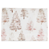 Grand Sac Cadeau Arbres de Noël rose vif (Dos)