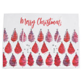 Grand Sac Cadeau Arbres de Noël rouges (Devant)