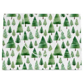 Grand Sac Cadeau Arbres de Noël verts (Devant)