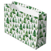 Grand Sac Cadeau Arbres de Noël verts (Dos Angle)