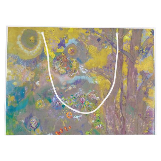 Grand Sac Cadeau Arbres sur Arrière - plan Jaune, Redon (Dos)