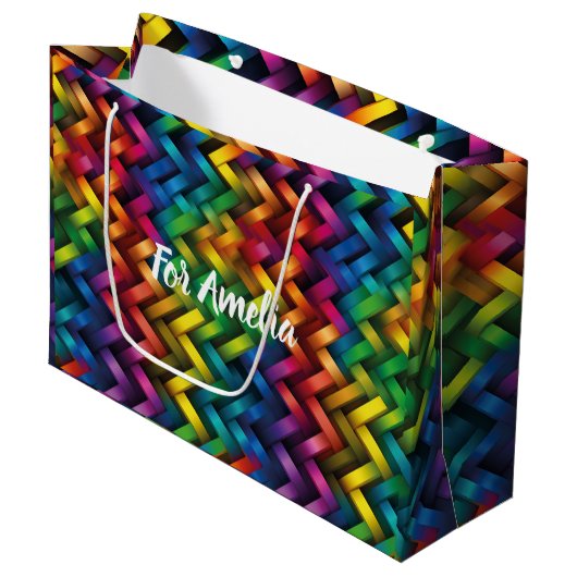 Grand Sac Cadeau Arcoíris de Geometría Vibrante (Devant Angle)