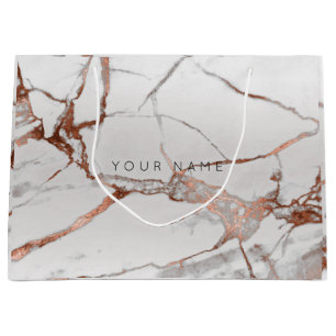 Grand Sac Cadeau Argent gris VIP de cadeau métallique de marbre en