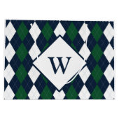 Grand Sac Cadeau Argyle Monogrammé Bleu et Vert (Dos)