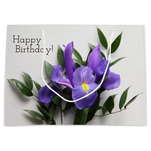 Grand Sac Cadeau Arrangement d'iris pourpre (Devant)