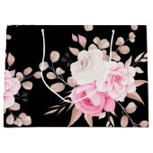 Grand Sac Cadeau arrière - plan à fleurs rouge rose (Devant)