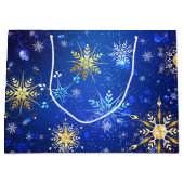 Grand Sac Cadeau Arrière - plan Bleu XMAS avec des flocons de neige (Devant)