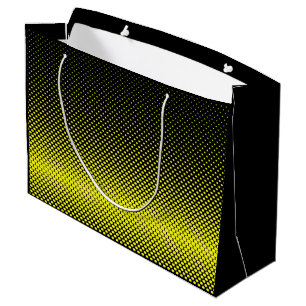 Grand Sac Cadeau Arrière - plan demi-ton de Polka noir jaune
