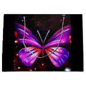 Grand Sac Cadeau Arrière - plan noir papillon céleste (Devant)