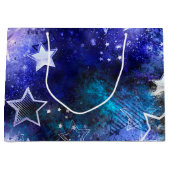 Grand Sac Cadeau Arrière - plan spatial avec étoiles (Devant)