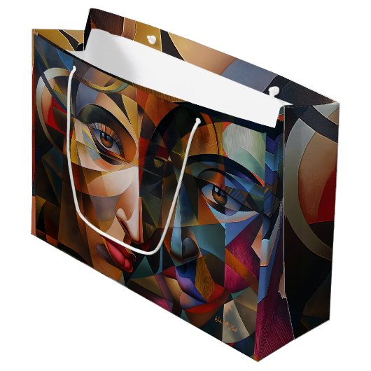 Grand Sac Cadeau Art Abstrait coloré (Devant Angle)