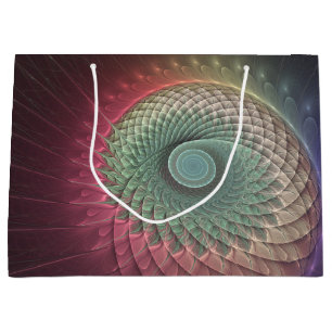 Grand Sac Cadeau Art abstrait d'escargot moderne coloré fractal