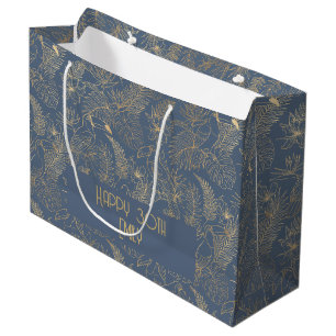 Grand Sac Cadeau Art Déco filigrane d'or Toucan Estate gris sur m