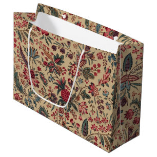 Grand Sac Cadeau Art floral de la tapisserie