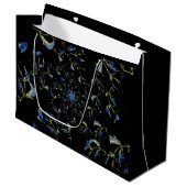 Grand Sac Cadeau Art fractal bleu et noir Sage (Devant Angle)