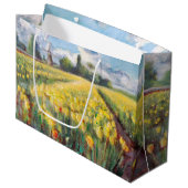 Grand Sac Cadeau Art jaune d'impressionisme de fleurs de tulipes de (Devant Angle)