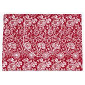 Grand Sac Cadeau Art Nouveau Carnation Damask, rouge et blanc (Devant)