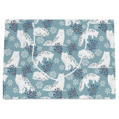 Grand Sac Cadeau Art populaire Renard arctique dans la neige avec H (Devant)