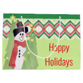 Grand Sac Cadeau Art Snowman Conçu (Dos)