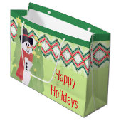 Grand Sac Cadeau Art Snowman Conçu (Devant Angle)