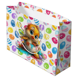 Grand Sac Cadeau Artiste de l'œuf de Pâques poussin 