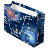 Grand Sac Cadeau Astronaut dans l'espace Galaxie Thème Anniversaire (Devant Angle)