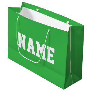 Grand Sac Cadeau Athlétique années 70 Texte YOUR NAME Blanc Sur Ver