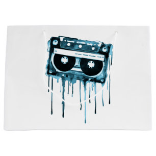 Grand Sac Cadeau audiocassette vintage