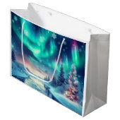 Grand Sac Cadeau aurora borealis/Noël/hiver (Devant Angle)