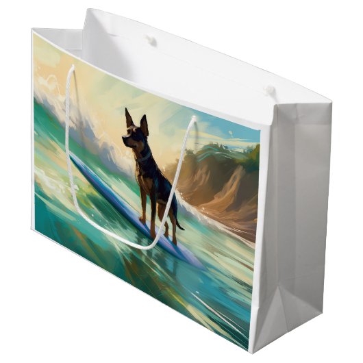 Grand Sac Cadeau Australian Kelpie Beach Surf Paining (Devant Angle)