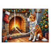 Grand Sac Cadeau Australian Kelpie Fireplace with Christmas Lights (Devant)