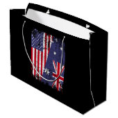Grand Sac Cadeau AUSTRALIAN ROOTS Half American Flag AUSTRALIE (Dos Angle)